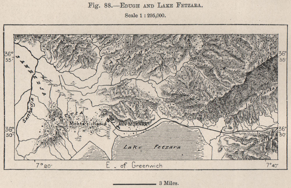 Edough and Lake/Lac Fetzara. Berrahal. Algeria 1885 old antique map plan chart
